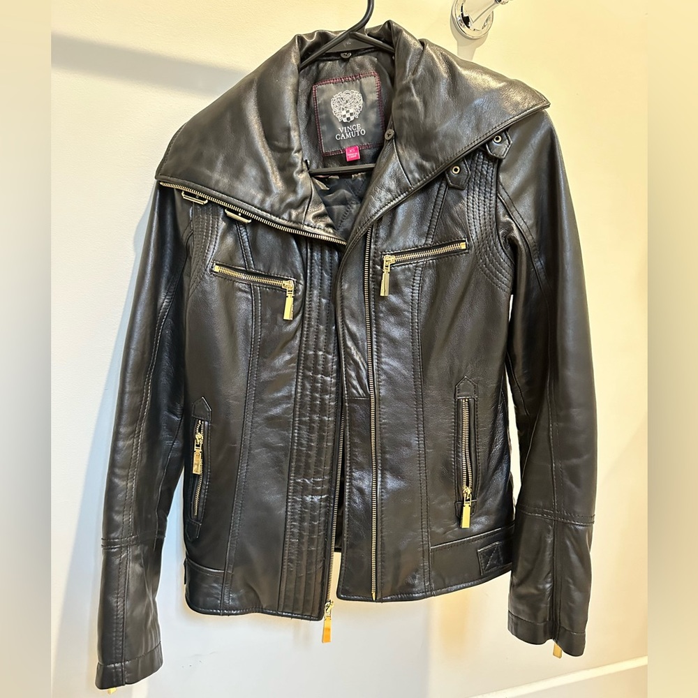 Vince Camuto Lambskin Leather Motorcycle Jacket XS